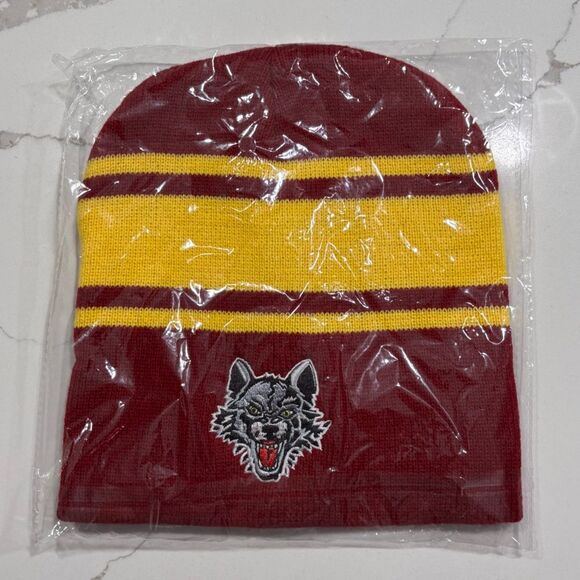 Chicago Wolves | Red Yellow Adult Unisex Hockey League Hat Beanie - Picture 1 of 2
